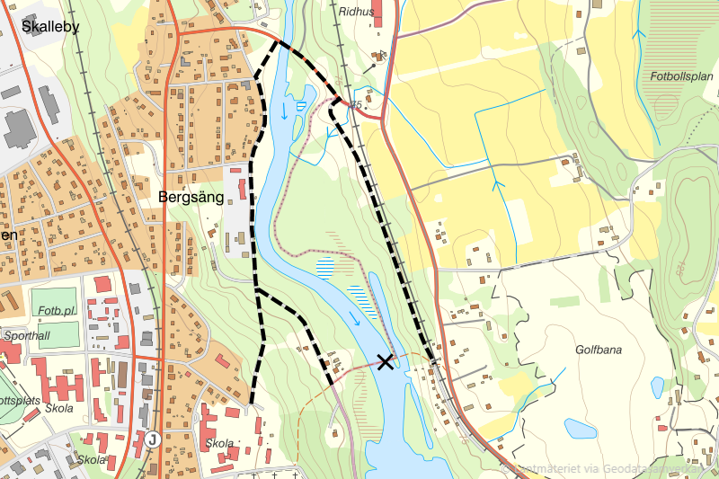 Karta där hängbron är och den väg man nu behöver gå mellan Torsby och Oleby
